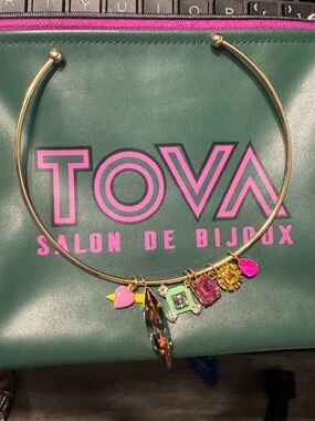 TOVA Gold Choker Necklace with Multicolor Charms Retail $160